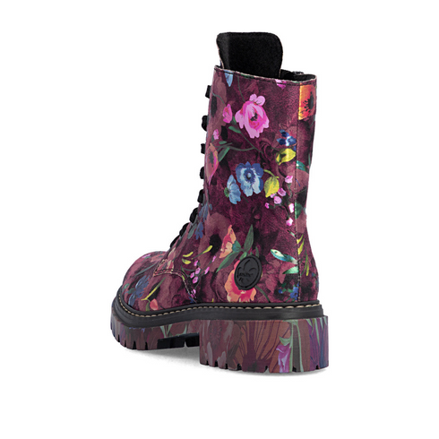 Rieker Antistress Floral Lace & Zip Ankle Boots – Purple Multi SKU 72627-92