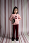 Ebita Girls 2-Piece Pink and Burgundy Flower Pants Set with Handbag 267273