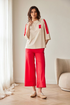 PERUZZI Womens Tab Detail Half Sleeve Top S26184