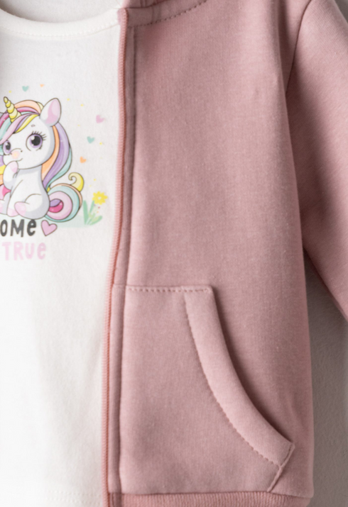 Ebita Girls 3-Piece Unicorn Dreams Come True Hoodie T-Shirt and Tracksuit Set