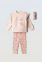 Ebita Girls 3-Piece Woodland Animal Ruffle Sweatshirt and Floral Leggings Set with Headband
