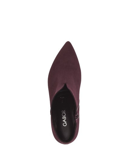 Gabor Suede Pointed Toe Heeled Ankle Boot 8017.01.004 - Mulberry