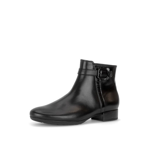 Gabor Smooth Leather Side-Buckle Ankle Boot 8031.01.001 - Black