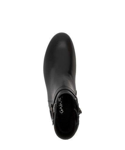 Gabor Smooth Leather Side-Buckle Ankle Boot 8031.01.001 - Black