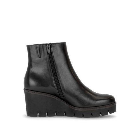 Gabor Leather High Wedge Ankle Boot 8045.01.004 - Black