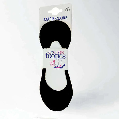 Marie Claire Black Cotton Rich Invisible Footies 2 Pair Pack MC81C