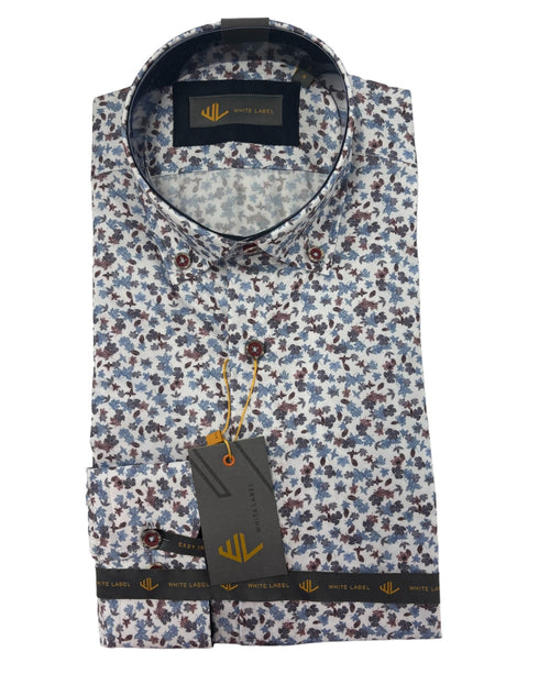 White Label Tapered Fit Shirt Autumn Leaf print