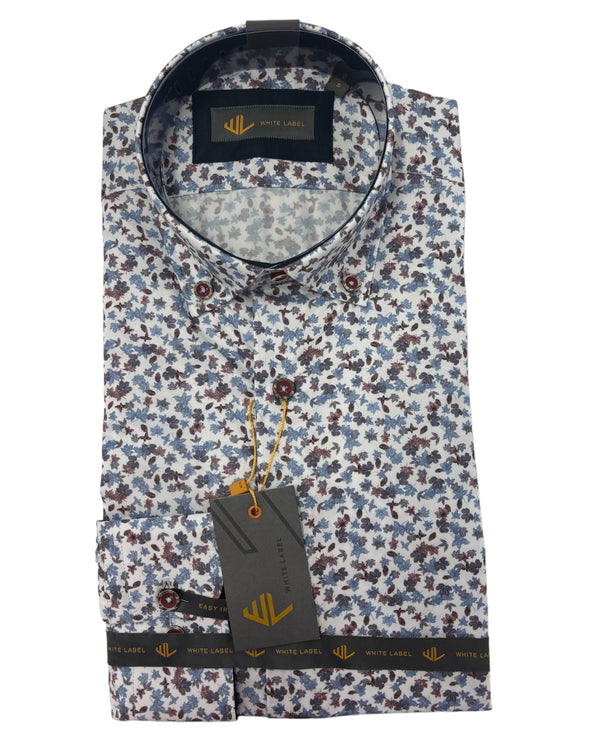 White Label Tapered Fit Shirt Autumn Leaf print