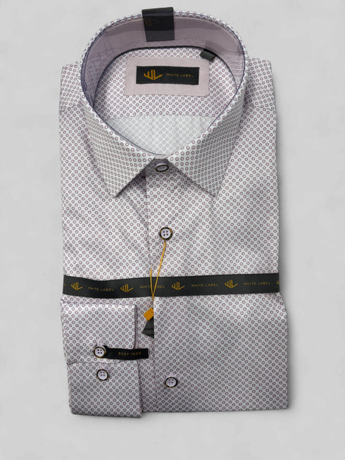 White Label Tapered Pink Circle Print Long Sleeved Tapered Shirt