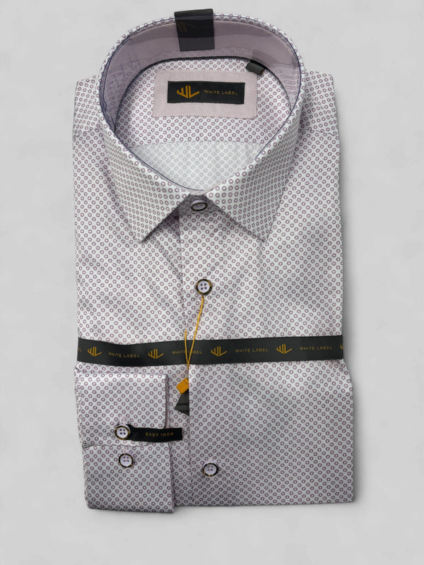 White Label Tapered Pink Circle Print Long Sleeved Tapered Shirt