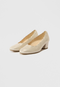 Gabor Women’s Beige Leather Scalloped Edge Court Shoes – Block Heel Pumps – 82.221.14