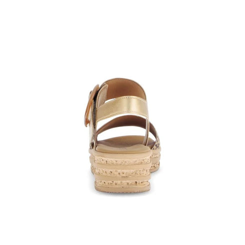 Gabor Women's Satin Leopard & Gold 84.550.32 Leather Wedge Sandals – F-Width