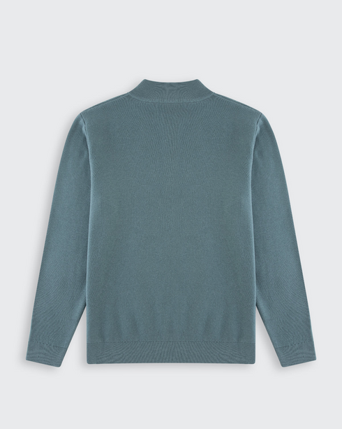 Walker and Hunt Huxley Quarter Zip Knit Sage Green Merino Wool Blend