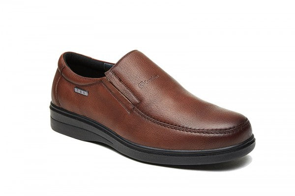 G Comfort Men's Congac Waterproof Wide Fit Leather Slip-On Shoes A-905C