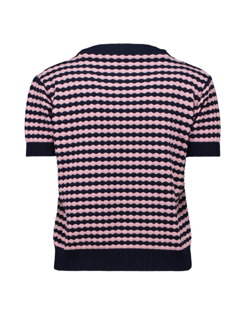 Hailys Ladies Me44rle Striped Short Sleeve Jumper - Navy/Rose AFM-93068