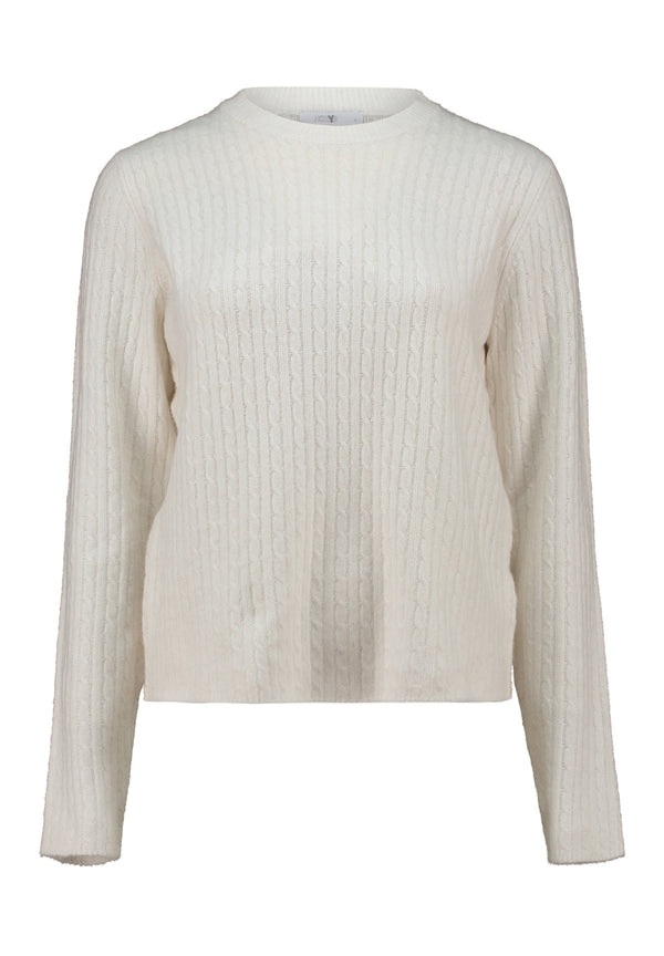 Hailys Fi44ni Vertical Cable Knit Crew Neck Jumper AIMPO2505084 - Beige Marl