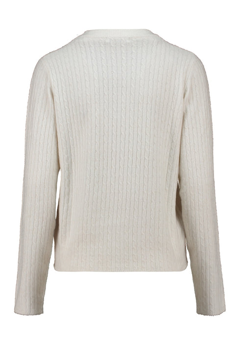 Hailys Fi44ni Vertical Cable Knit Crew Neck Jumper AIMPO2505084 - Beige Marl