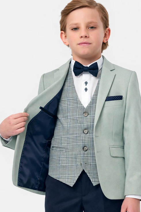 Benetti 3-Piece Boys Albert Sage & Navy Suit