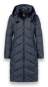 Disctric Arosa Gun Metal Long Quilted Coat with Detachable Hood