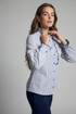 Bariloche Atina Striped Ruffle Mandarin Collar Cotton Shirt ATINA226 - Navy / White