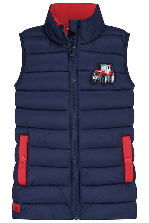 Lighthouse Boys Abel Navy and Red Tractor Quilted Gilet