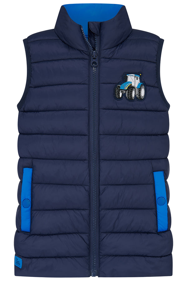 Lighthouse Boys Abel Navy and Blue Tractor Quilted Gilet