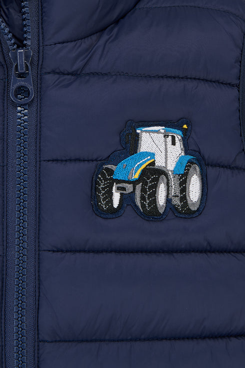 Lighthouse Boys Abel Navy and Blue Tractor Quilted Gilet
