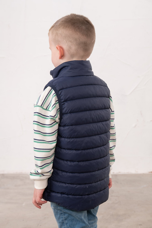 Lighthouse Boys Abel Navy and Green Tractor Quilted Gilet