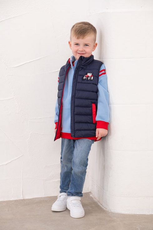 Lighthouse Boys Abel Navy and Red Tractor Quilted Gilet