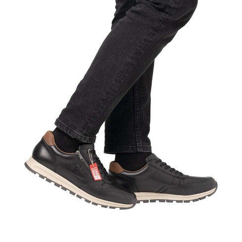 Rieker B0504-00 Extra Wide Fit Men’s Casual Trainer – Lace & Zip with Removable Insole