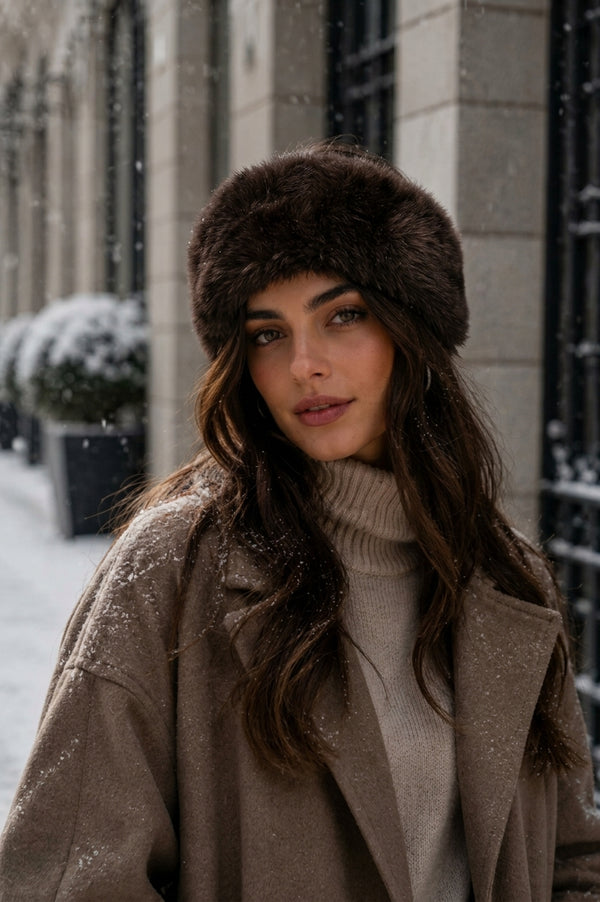 Phanie Mode Winter Faux Fur Headband and Ear Warmer BA-4820AH BR - Brown