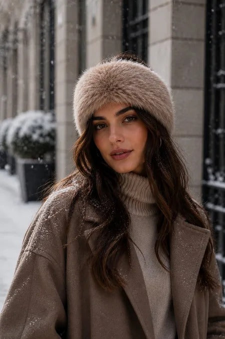 Phanie Mode Winter Faux Fur Headband and Ear Warmer BA-4820AH TA - Taupe
