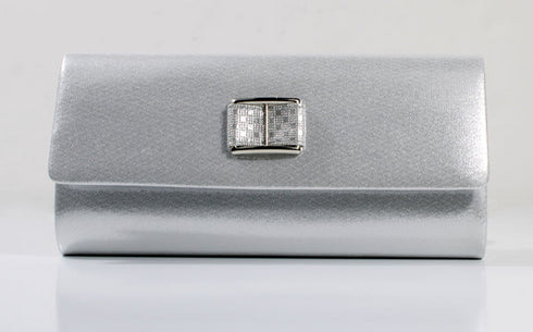 Coco Ritz BG1032 Ladies’ Silver Glitter Handbag - Bow Trim with Chain Strap