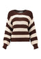 Zabaione Vi44oleta Striped Chunky Knit Pullover BK-148-152-1 - Coffee