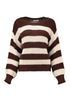 Zabaione Vi44oleta Striped Chunky Knit Pullover BK-148-152-1 - Coffee