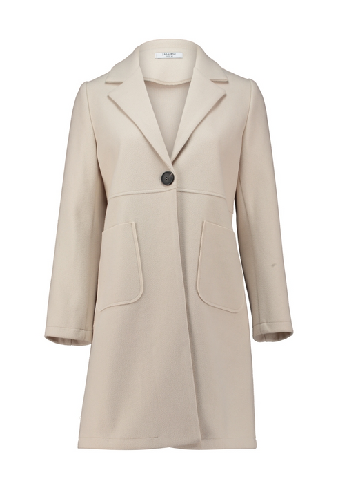 Zabaione Womens Ha44nnahh Collarered Single Button Coat BK-148-303 - Cream