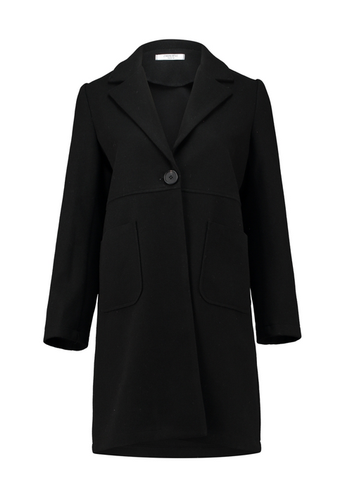 Zabaione Womens Ha44nnahh Collared Long Coat BK-148-303BL - Black
