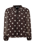Zabaione Ladies Ga44brielle Polka Dot Tie Neck Blouse - Coffee BK-167-160