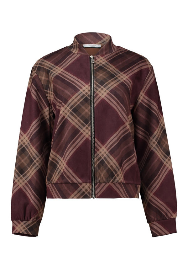 Zabaione Womens Mi44laa Plaid Bomber Jacket BK-175-020 - Cherry Liqueur