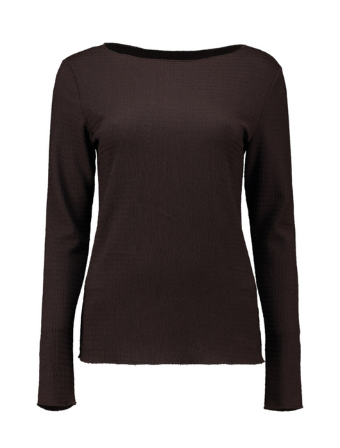 Zabaione Ladies Co44raline Textured Long Sleeve Top - Coffee BK148-325CFE