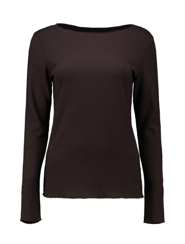 Zabaione Ladies Co44raline Textured Long Sleeve Top - Coffee BK148-325CFE