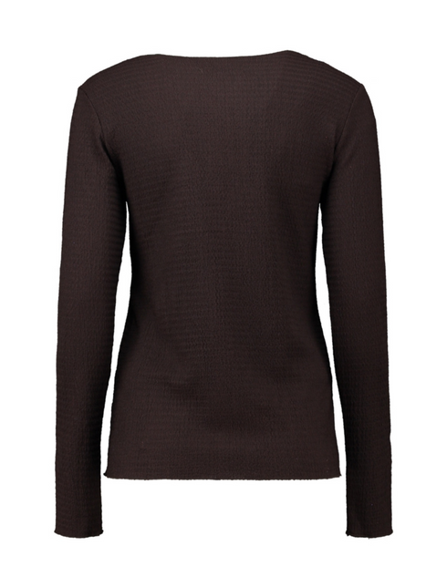 Zabaione Ladies Co44raline Textured Long Sleeve Top - Coffee BK148-325CFE