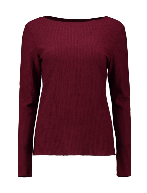 Zabaione Ladies Co44raline Textured Long Sleeve Top - Cherry Liqueur BK148-325 CL