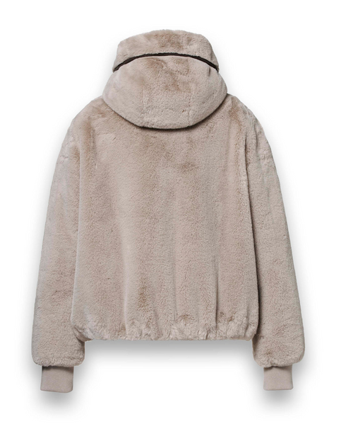 District Bondon Hooded Faux Fur Jacket BONDON - Light Sand