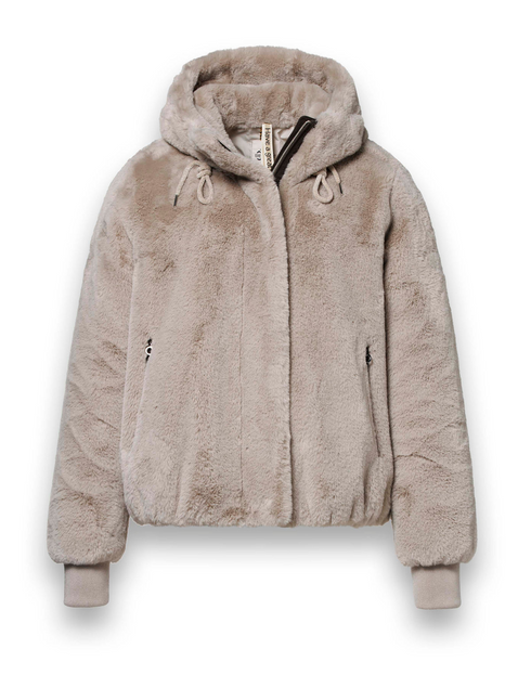 District Bondon Hooded Faux Fur Jacket BONDON - Light Sand