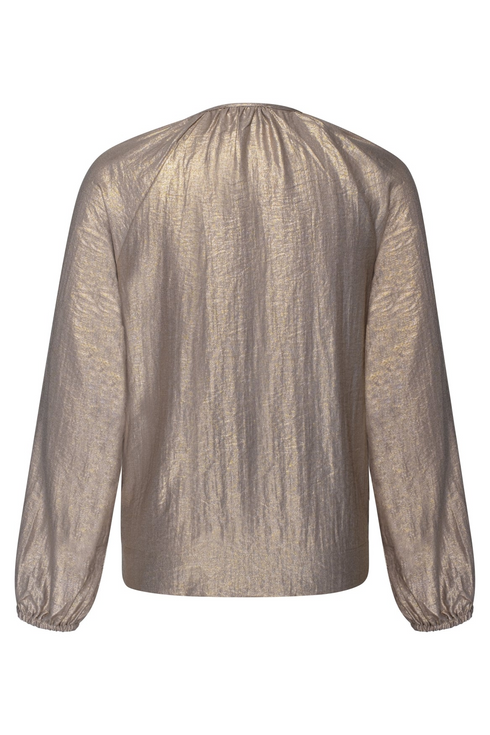 Kimara Bras Metallic Studded Long-Sleeve Blouse BRAS - Gold
