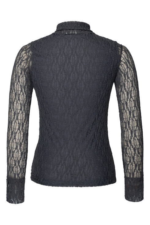 Kimara Brodi Openwork Textured Turtleneck Top BRODI - Grey Souk