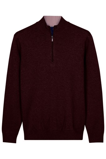 Baileys Cotton Cashmere Blend 1/4 Zip Pullover 628498 495 - Dark Cassis