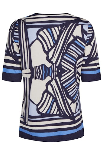 Barbara Lebek Navy, Blue & Off-White Abstract Print Top Theme 5 82060052