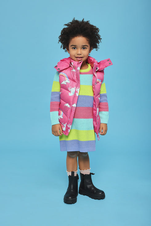 Blue Seven Girls Striped Knit Dress – Pastel Colours 773709